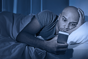 starring at cellphone messages